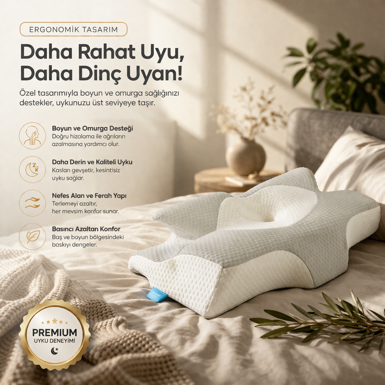 RelaxRise Ergonomik Boyun Destek Yastığı