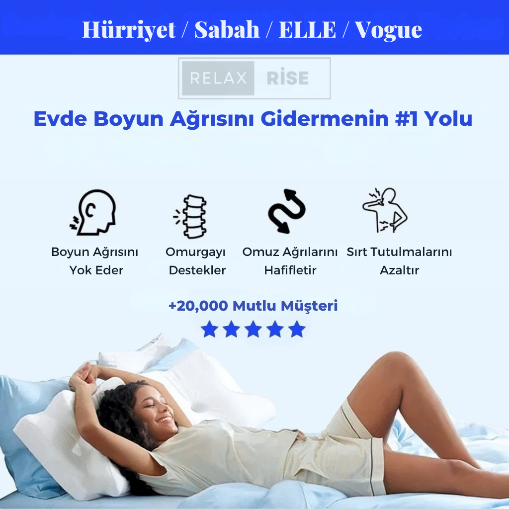 RelaxRise Ergonomik Boyun Destek Yastığı